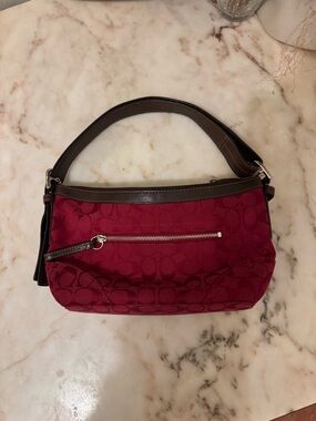 Red Monogram Shoulder Bag - Y2k Vintage Inspired Mini Purse 🍒